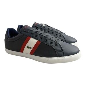 New Lacoste Grad Vulc 120 Low Top Navy Leather Lifestyle Sneaker Men Size 13